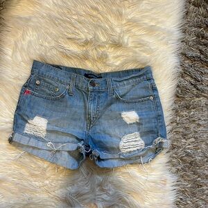 Levi's Light Wash Denim Boyfriend 513 Shorts